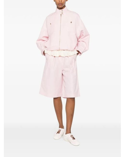 Maje Pink Funnel-Neck Zip-Up Jacket