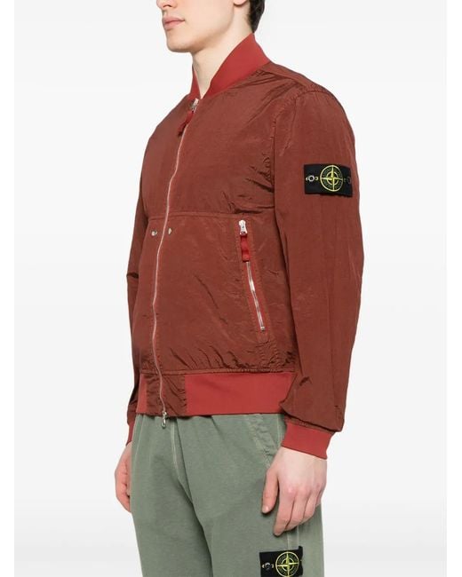 Stone Island Red Bomber Jacket for men