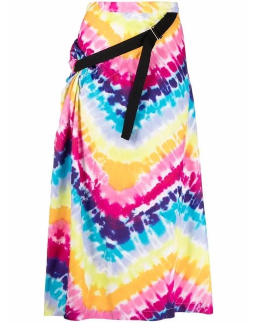 KENZO White Tie-Dye Wrap Midi Skirt