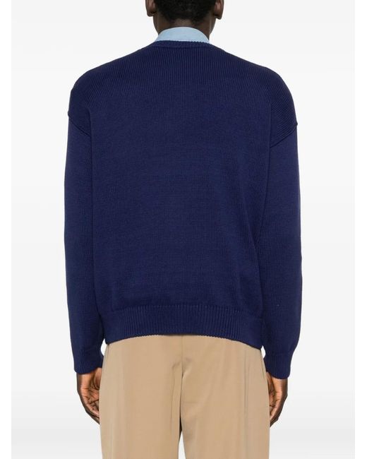 A.P.C. Blue Logo-Detail Crew-Neck Sweater for men
