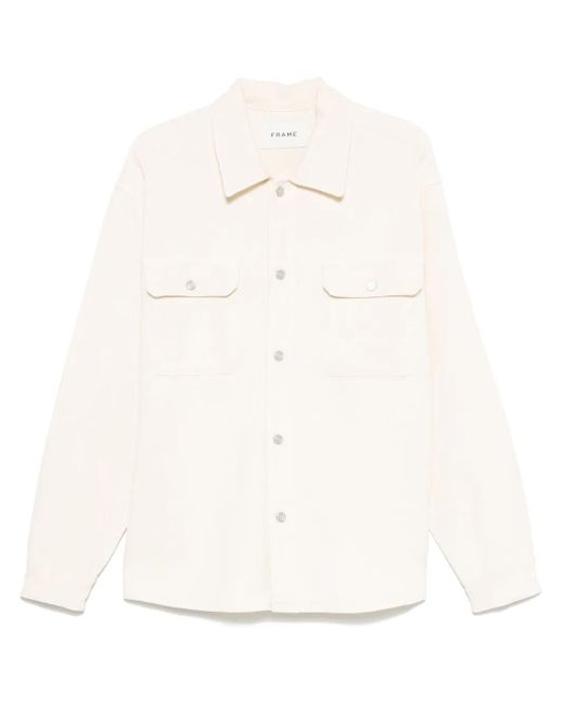 メンズ FRAME キャンバス シャツ White