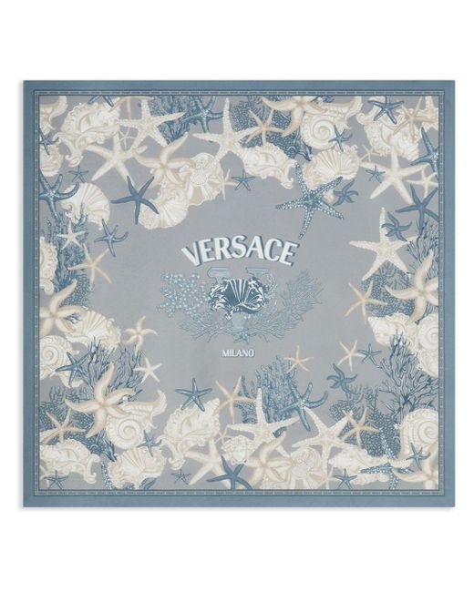 Versace Blue University Silk Foulard