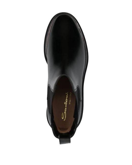 Santoni Black "Forestlow" Elastic Ankle Boot