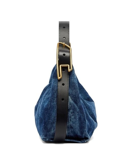 DIESEL Blue D-Line Denim Shoulder Bag