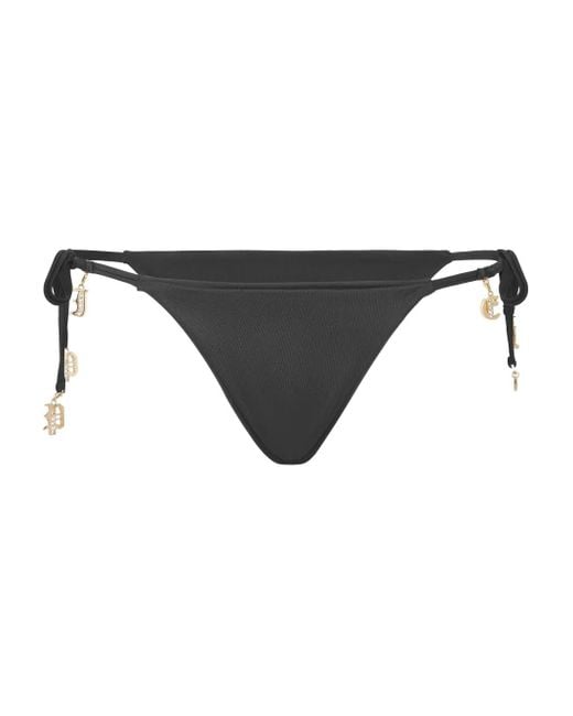 Philipp Plein Black Charm-Detail Bikini Bottoms