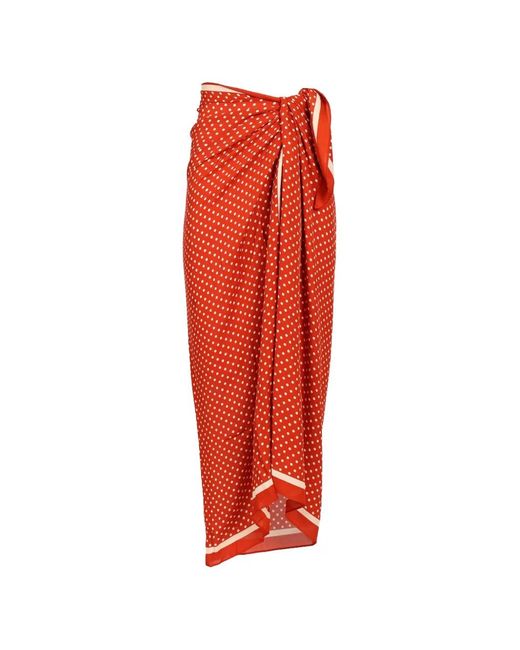 Matteau Red Polka-Dot Silk Pareo
