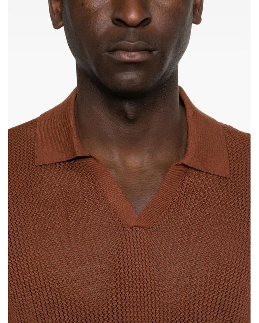 Antony Morato Brown V-Neck Knitted T-Shirt for men