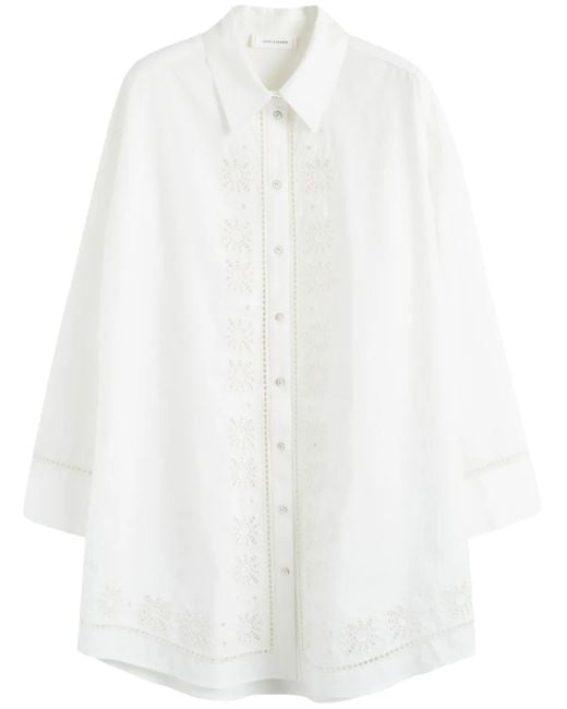 Chinti & Parker White Broderie-Anglaise Shirt Dress