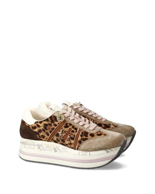 Premiata Brown Beth 7741 Leopard-Print Platform Sneakers