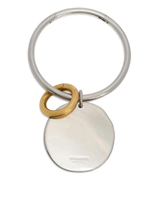 Jil Sander White Two-Tone Circular Keyring