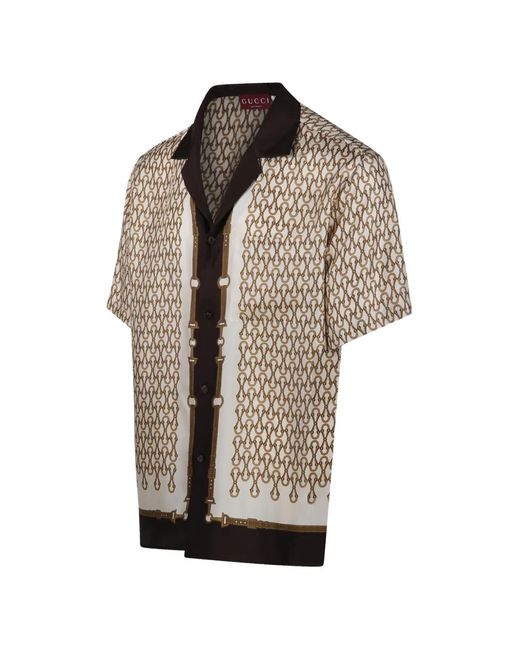 Gucci Natural Chain-Print Button Shirt for men