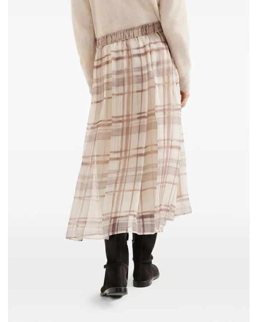 Brunello Cucinelli Natural Silk Organza Pleated Skirt