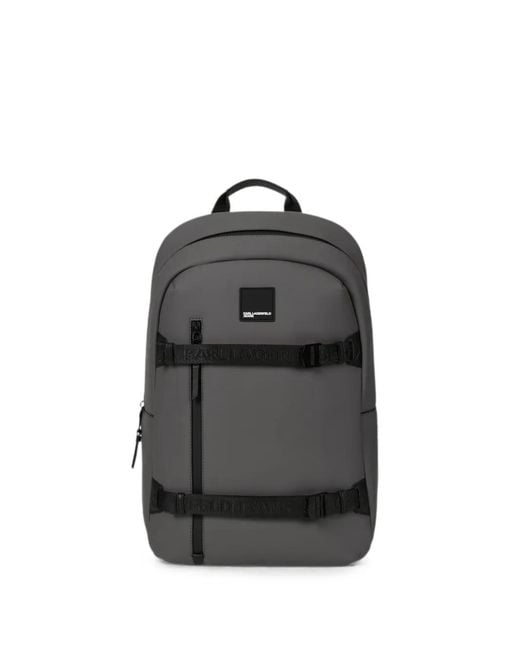 Karl Lagerfeld Black Coated Faux-Leather Backpack for men