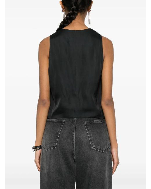 Zadig & Voltaire Black Emaux Satin Waistcoat-Style Top