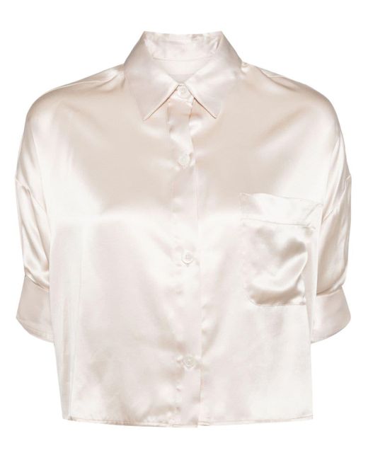 Twp Natural Short-sleeve Cropped Silk Shirt