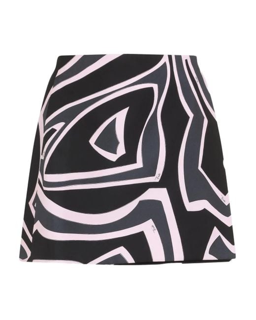 Falda de seda con estampado abstracto Emilio Pucci de color Black