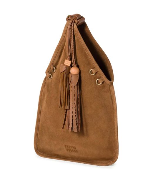 Miu Miu Brown Tassel-Detail Shoulder Bag