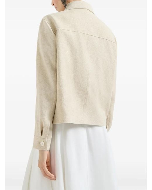 Brunello Cucinelli White Mantel Mit Monili-Detail