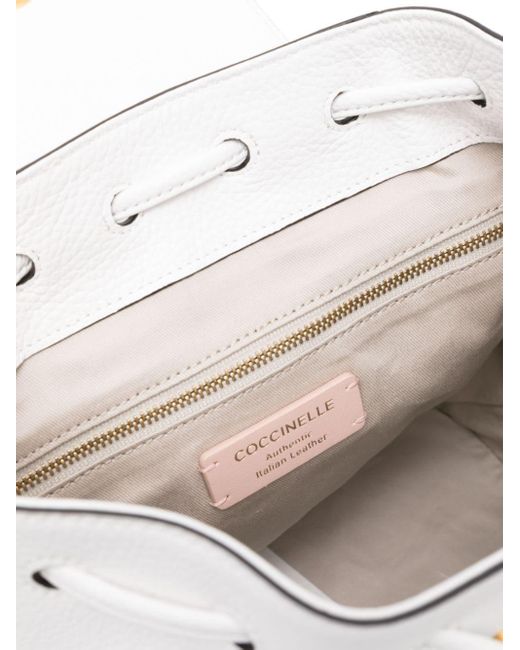 Coccinelle White Logo-stamp Leather Backpack