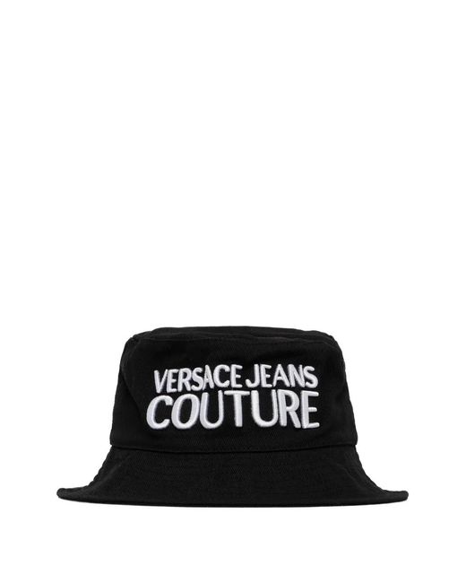 Versace Jeans Couture Black Logo-Embroidered Bucket Hat