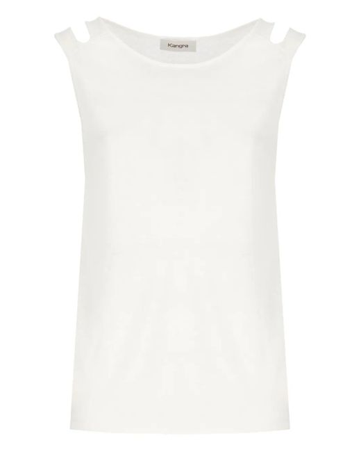 Kangra オープンショルダー タンクトップ White
