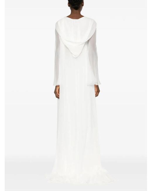 Alberta Ferretti White Wrap-Design V-Neck Dress