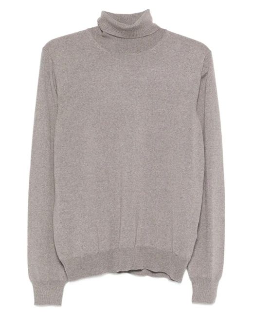 Tagliatore Gray Turtleneck Virgin-Wool Sweater for men