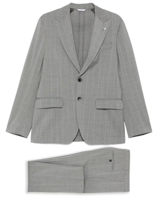 メンズ Manuel Ritz ストライプ スーツ Gray