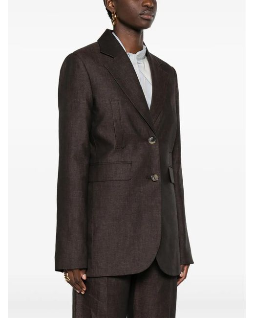 Loewe Black Single-Breasted Linen Blazer