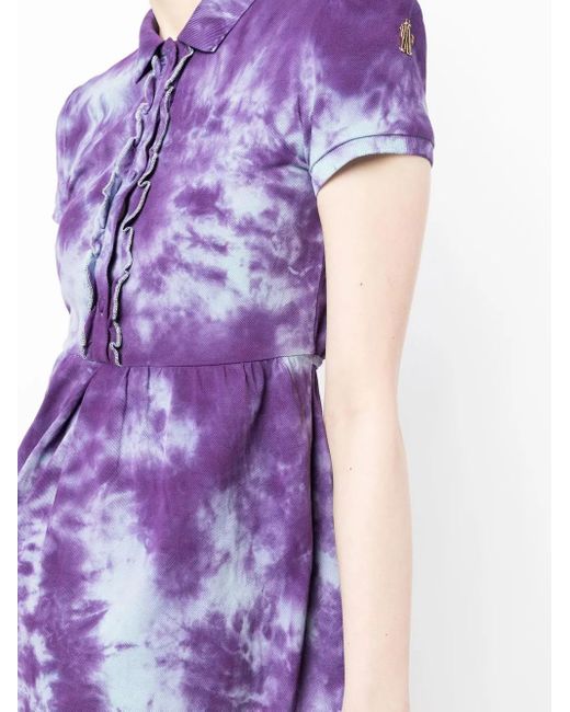 Stain Shade Purple Tie-Dye Peplum Polo Top
