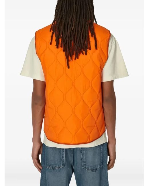 AWAKE NY Orange Gilet Matelassé À Plaque Logo for men