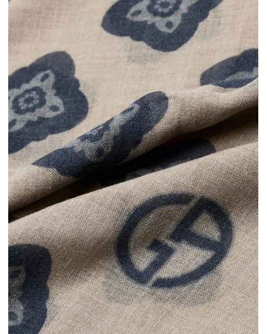 Giorgio Armani Gray Floral-Pattern Scarf for men