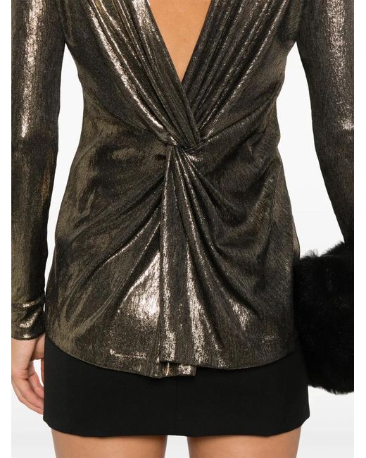 Twinset Black Knot-Detail Laminated Blouse