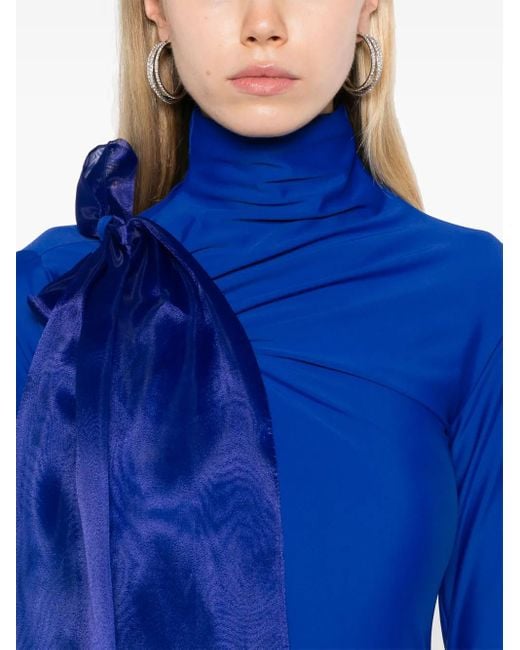 Atu Body Couture Blue Draped-Detail Maxi Dress