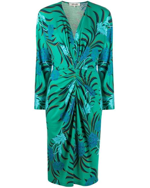Vestido con motivo floral de Diane von Furstenberg de color Verde | Lyst