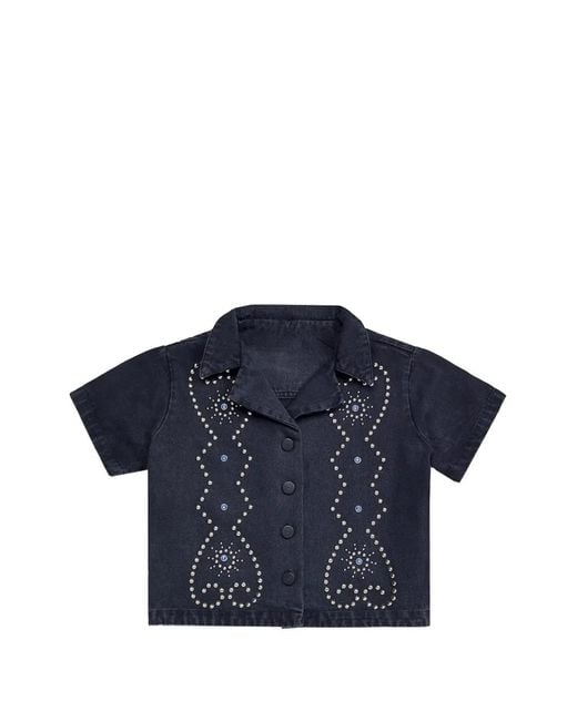 Agua Bendita Blue Vittoria Stud-Embellished Shirt