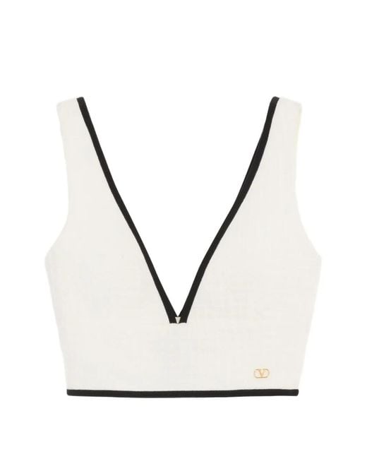 Valentino Garavani Natural Canestrello Cotton Tweed Top