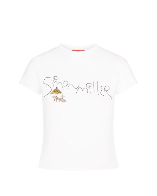 Simon Miller White Beach Logo-Graphic Cotton T-Shirt