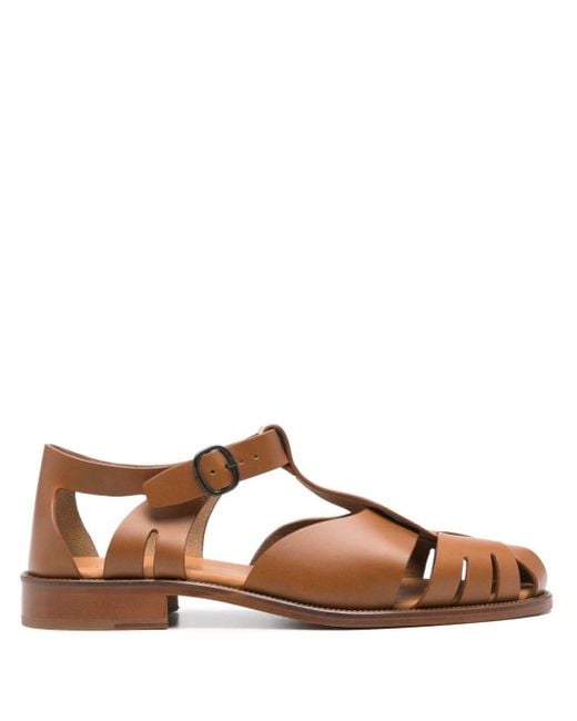 Hereu Brown Pesca Leather Sandals for men