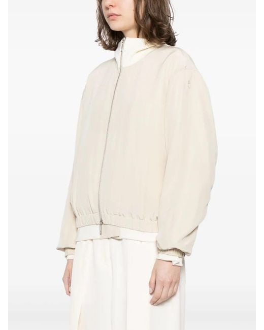 Helmut Lang Natural Neutral Silk Bomber Jacket