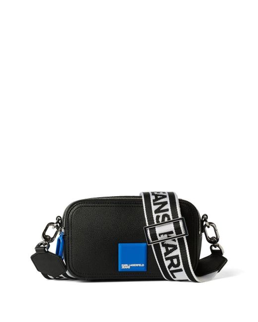 Karl Lagerfeld Black Tech Logo-appliqué Shoulder Bag for men