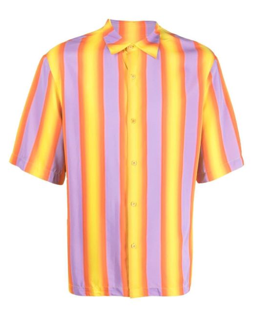 Sandro Striped Short-sleeve Shirt in Yellow for Men | Lyst