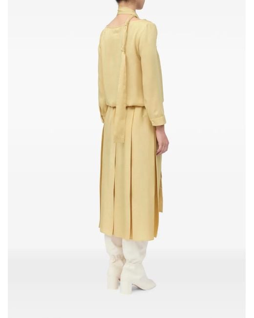 MM6 by Maison Margiela Metallic Pleated Scarf-Detail Dress