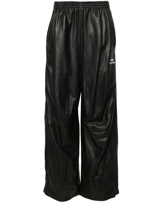 Balenciaga Black 3b Sports Icon Leather Track Trousers