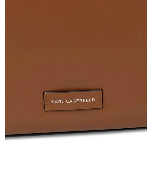 Karl Lagerfeld Brown Perforated-Logo Tote Bag