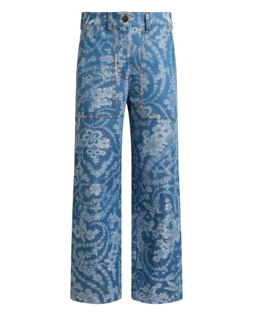 Pantalones con motivo en jacquard Etro de color Blue