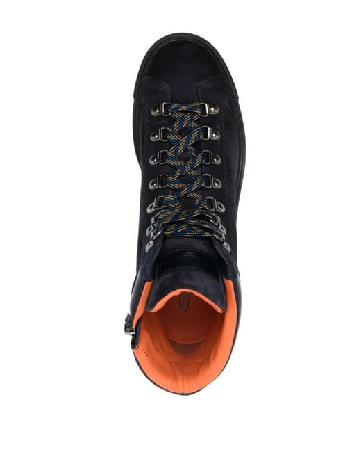 Santoni Black Suede Lace-Up Boots for men