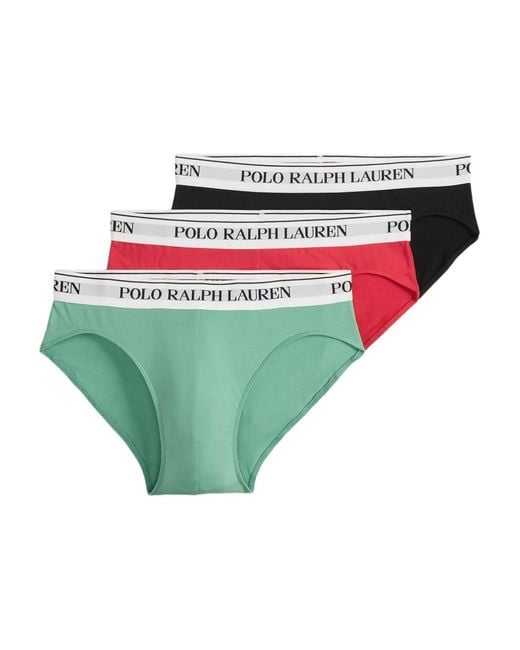 Polo Ralph Lauren Green Logo-Band Briefs (Pack Of Three) for men
