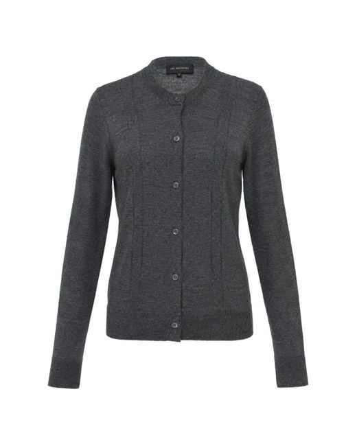 Lee Mathews Gray Mila Fine-Knit Button-Up Cardigan