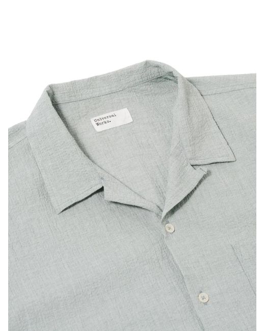 Universal Works Gray Chest-Pocket Textured Shirt for men
